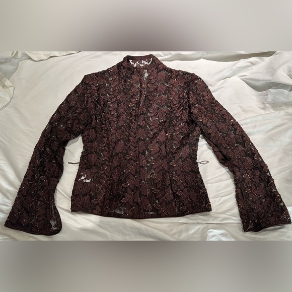 ✨NWT✨ JS Collections: Women’s Chocolate Floral Blazer- Size 6 - Picture 14 of 14